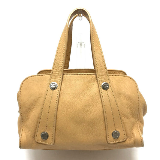 CHANEL Boston Duffel bag leather beige COCO Mark Bolt