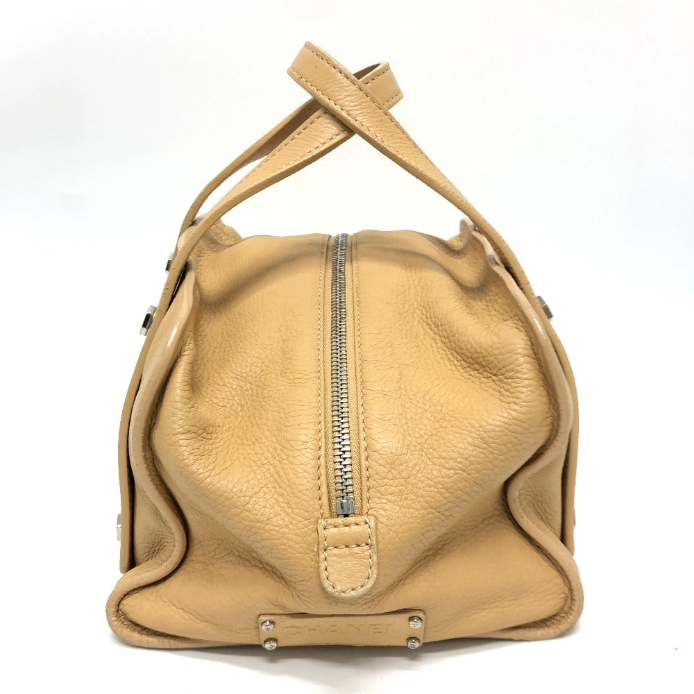 CHANEL Boston Duffel bag leather beige COCO Mark Bolt