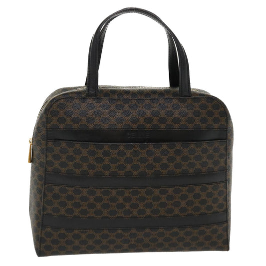 Luxury CELINE Macadam Canvas Hand Bag PVC Leather Black 37689