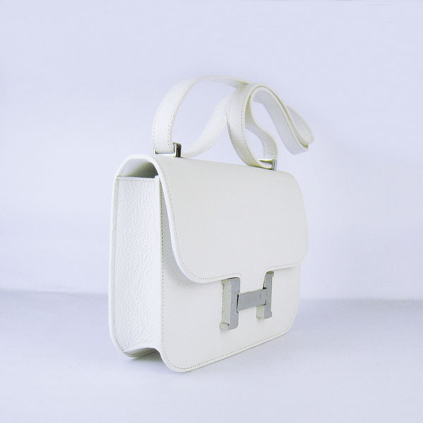 Luxury Hermes Constance Cowskin Leather Bag beige silver