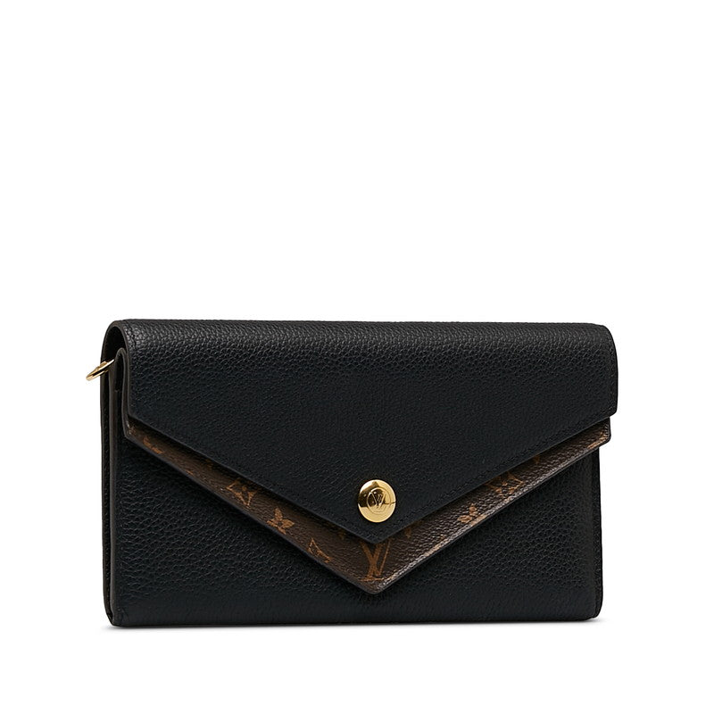 Louis Vuitton Monogram Portfolio Double V Long Wallet M64319 Black Brown PVC Leather Louis Vuitton