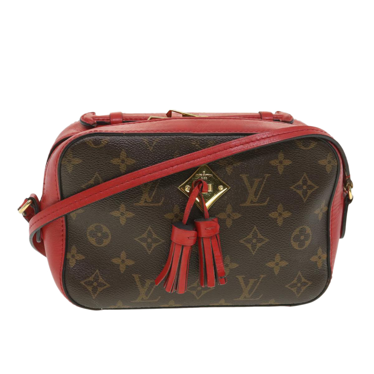 LOUIS VUITTON Monogram Saintonge Shoulder Bag Red M43556 LV Auth 38215