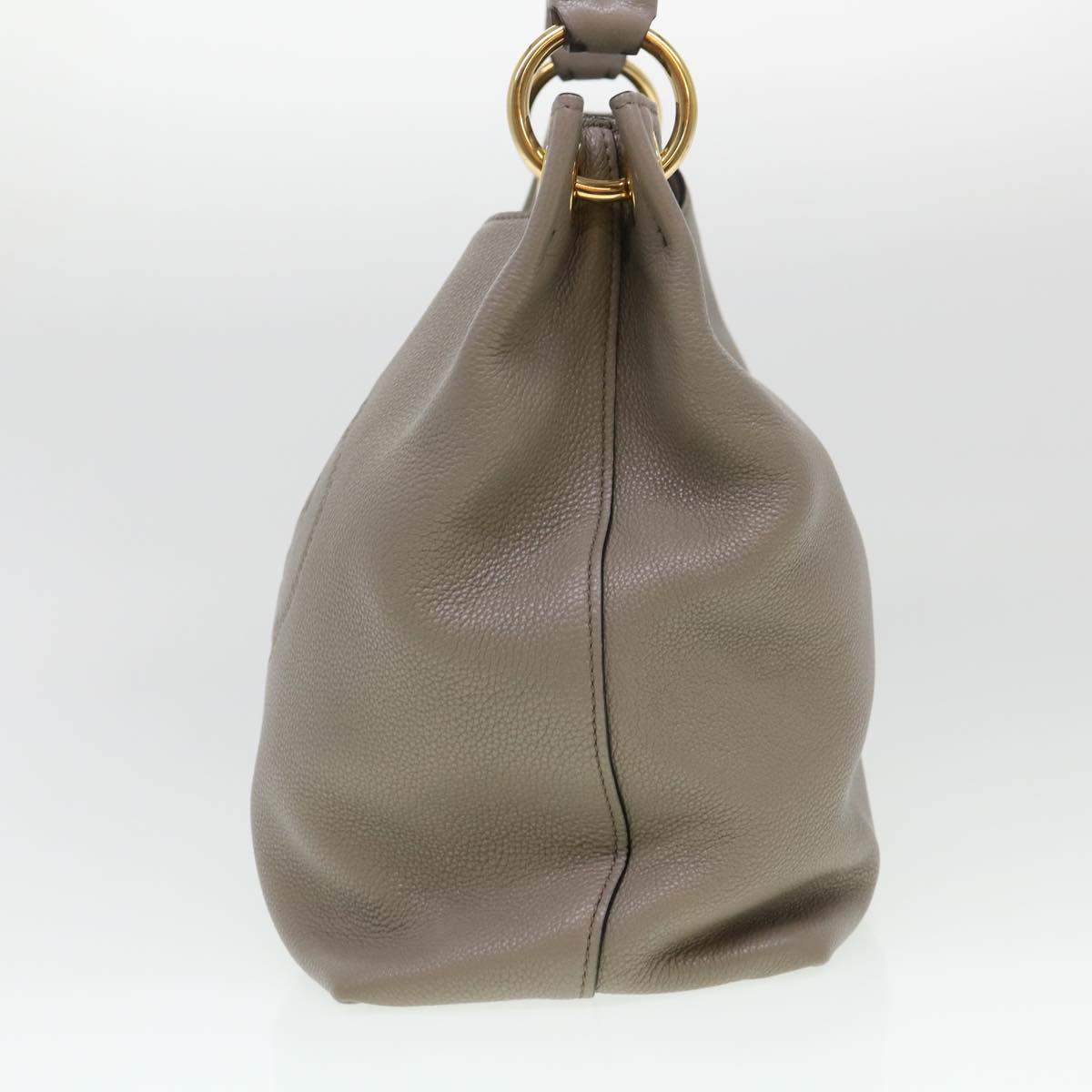 Prada Shoulder Bag Buffalo Leather Goat Fur Gray