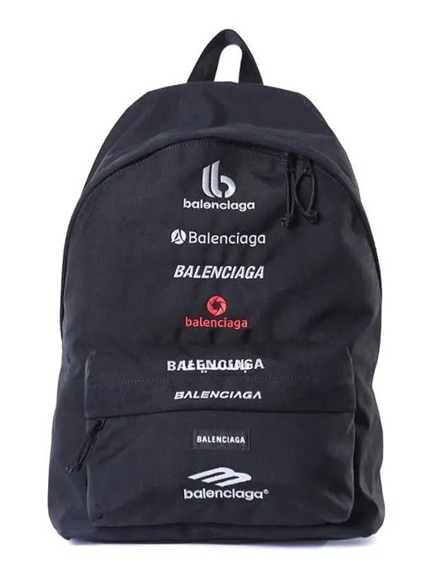 Luxury Balenciaga Trending 2026 Explorer Embroidered Logo Backpack Black