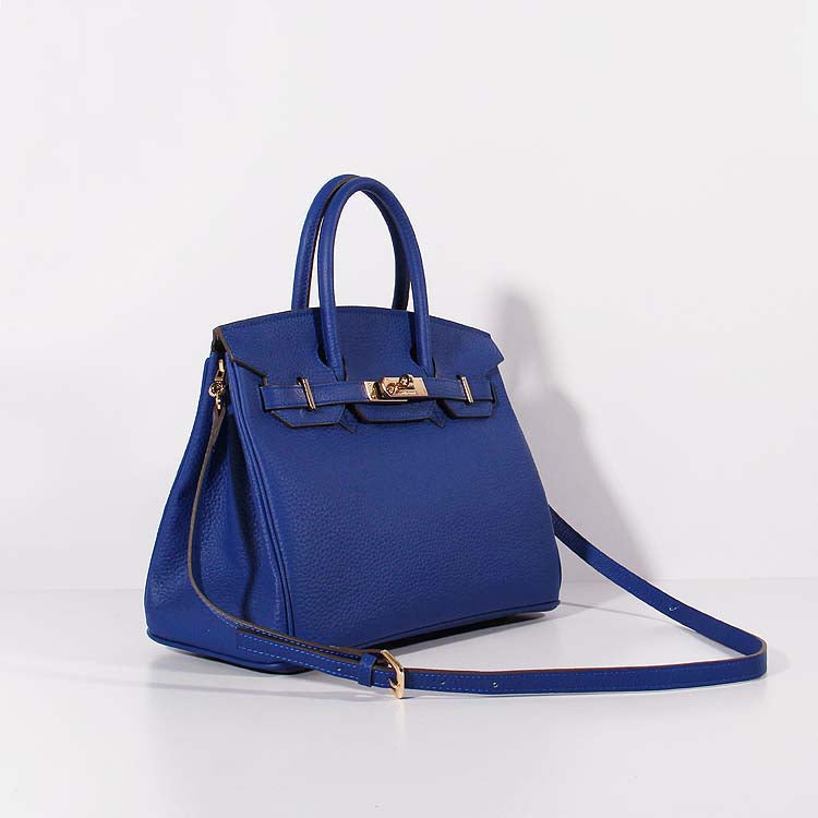 Luxury Hermes 30cm Birkin Bag Togo Leather with Strap Electric Blue Gold
