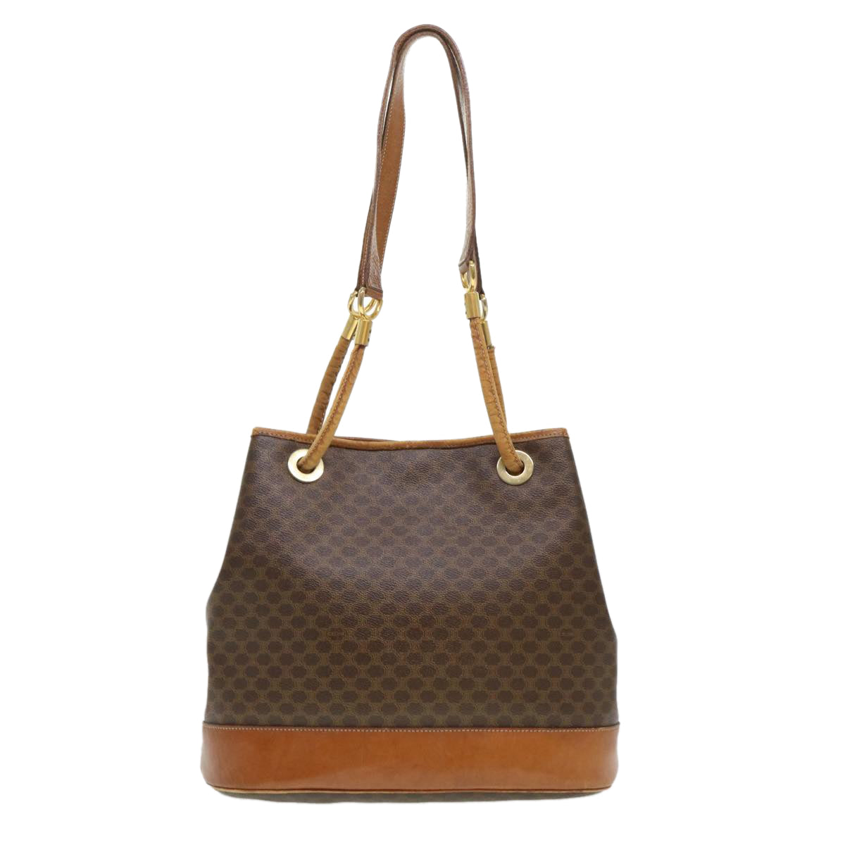 Luxury CELINE Macadam Canvas Shoulder Bag PVC Leather Brown 39461