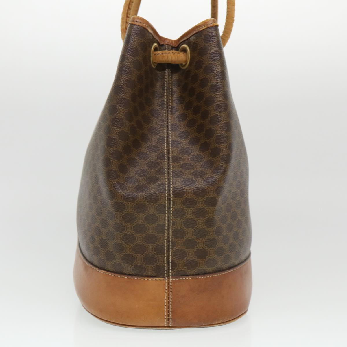 Luxury CELINE Macadam Canvas Shoulder Bag PVC Leather Brown 39461