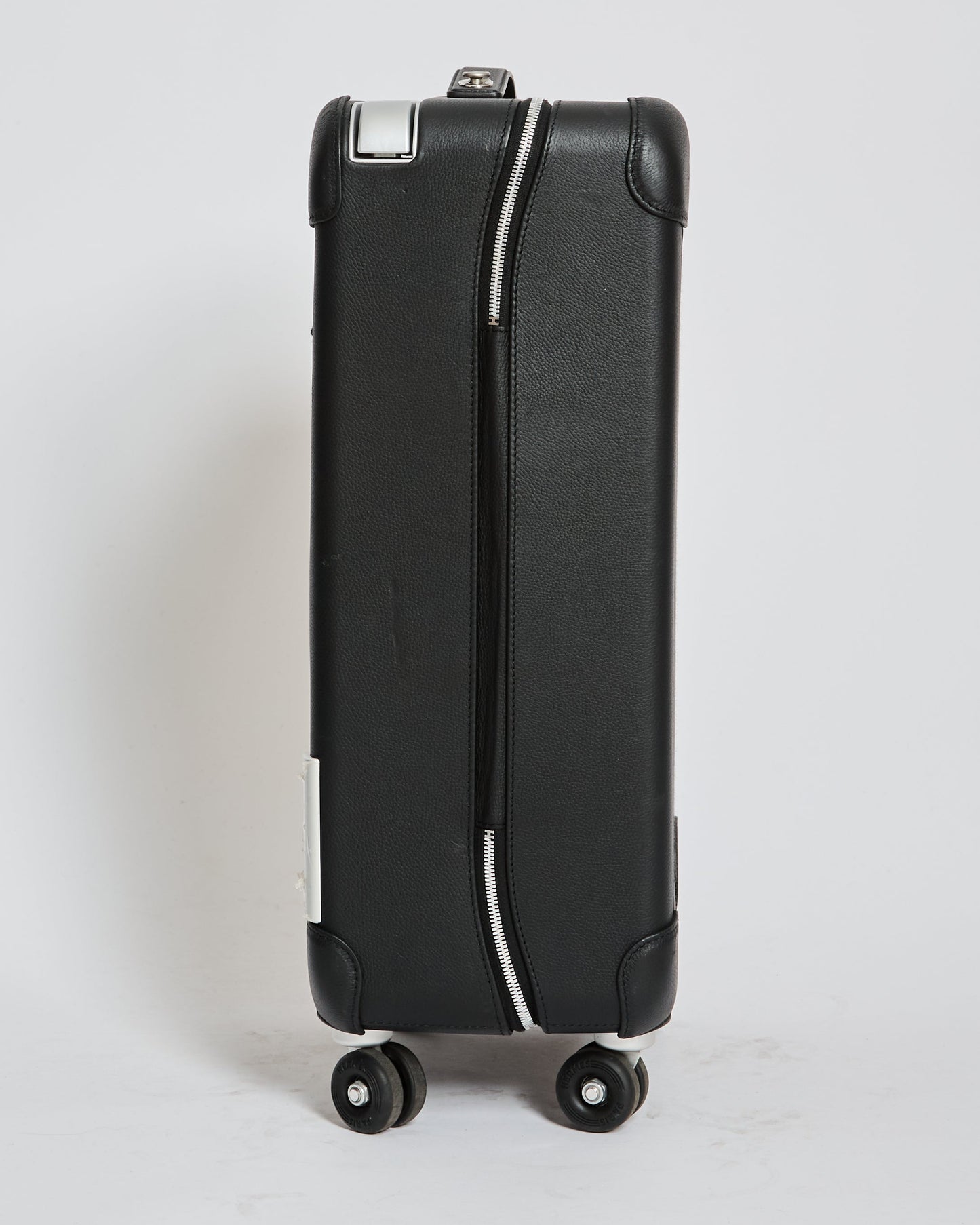 *HOT* Hermes Rolling Mobility Suitcase in Black with Black Clemence Leather Trim and Aluminium Hardware