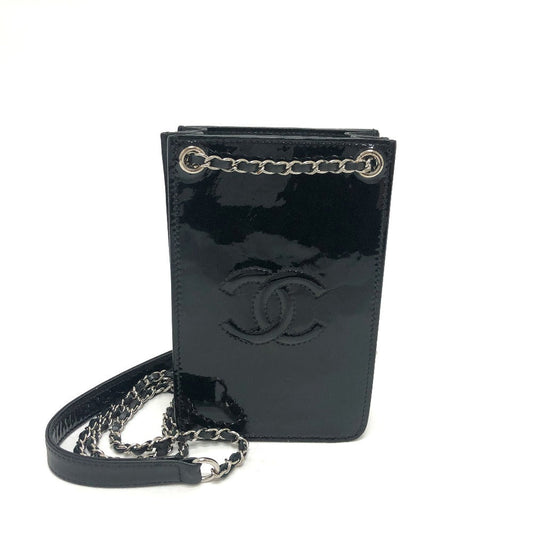 CHANEL Shoulder Bag enamel black COCO Mark