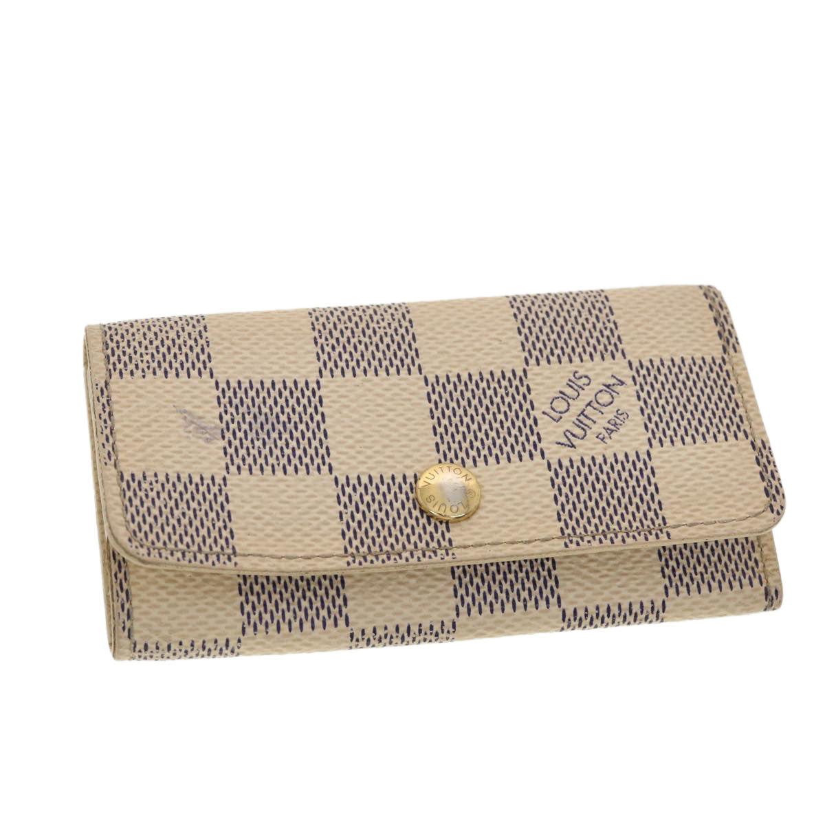 LOUIS VUITTON Damier Azur Multicles 4 Key Case LV Crossbody
