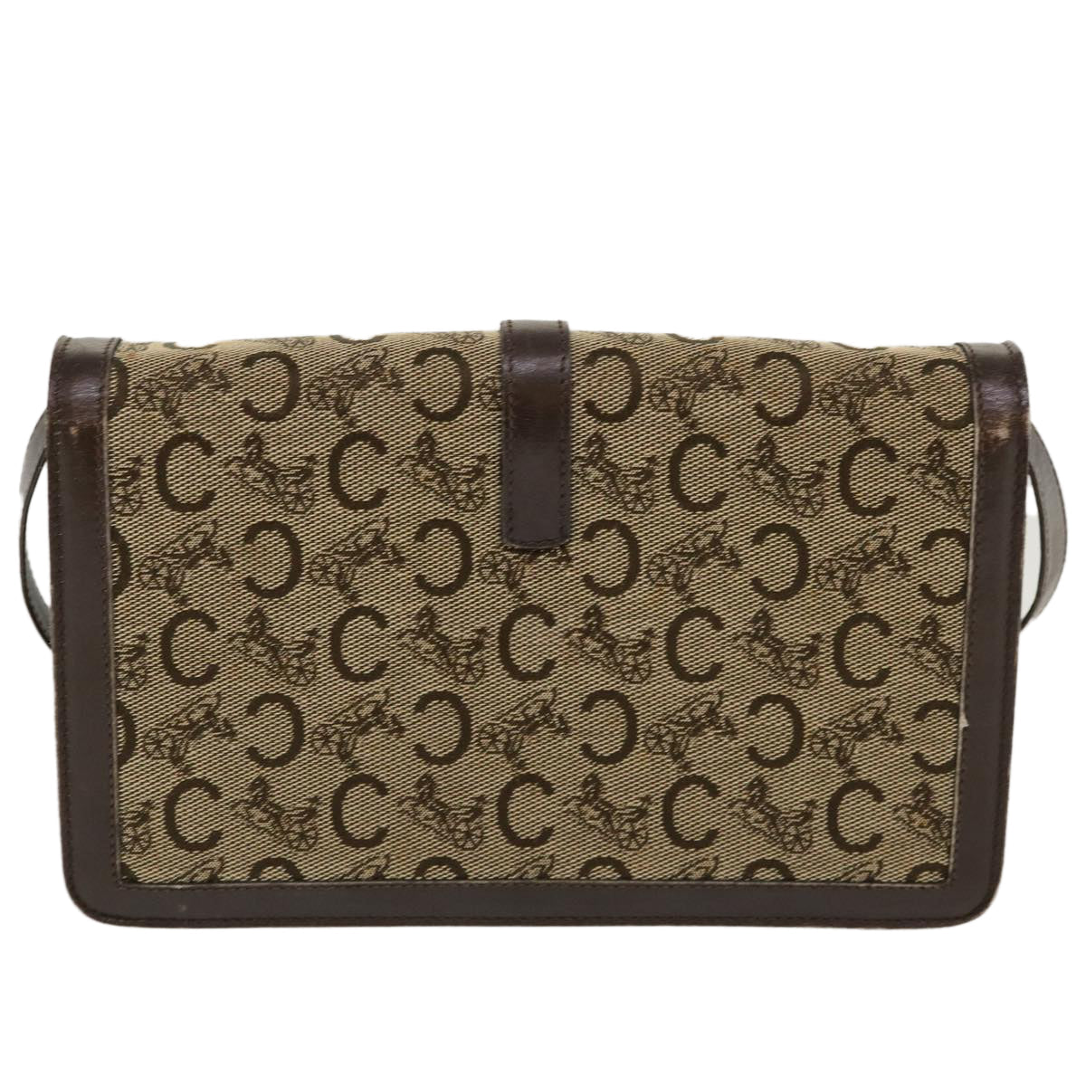 Luxury CELINE C Macadam Canvas Horse Carriage Shoulder Bag Brown 39949