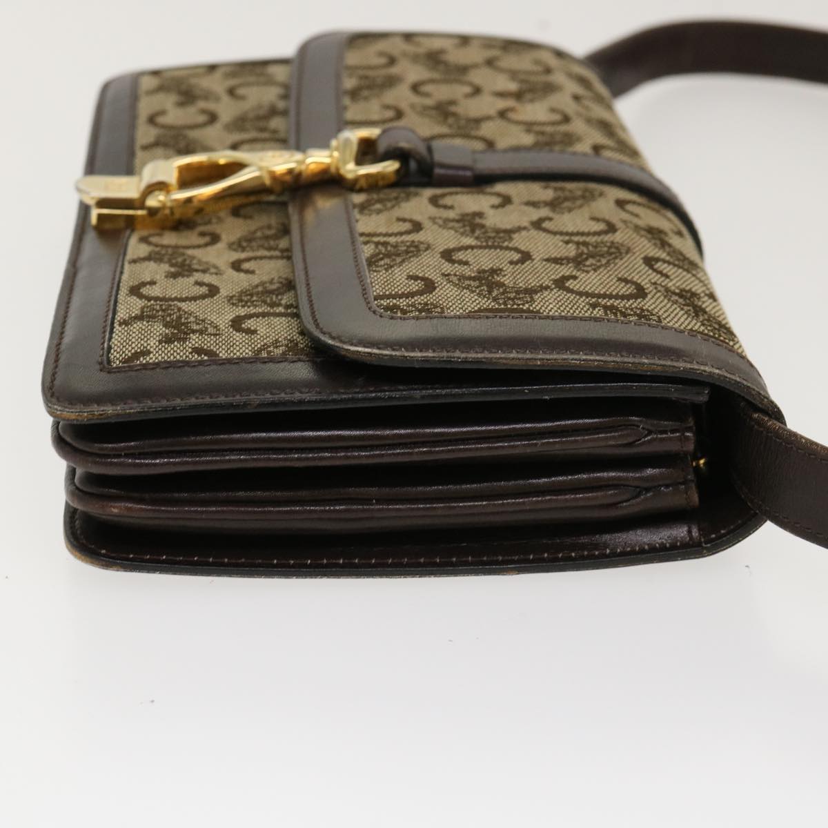 Luxury CELINE C Macadam Canvas Horse Carriage Shoulder Bag Brown 39949