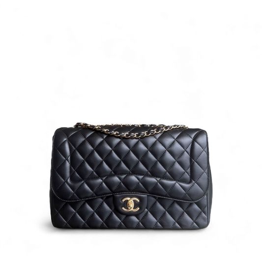 Chanel Chic Flap Jumbo Mademoiselle Quilted Lambskin Black Golden Hardware Series 21