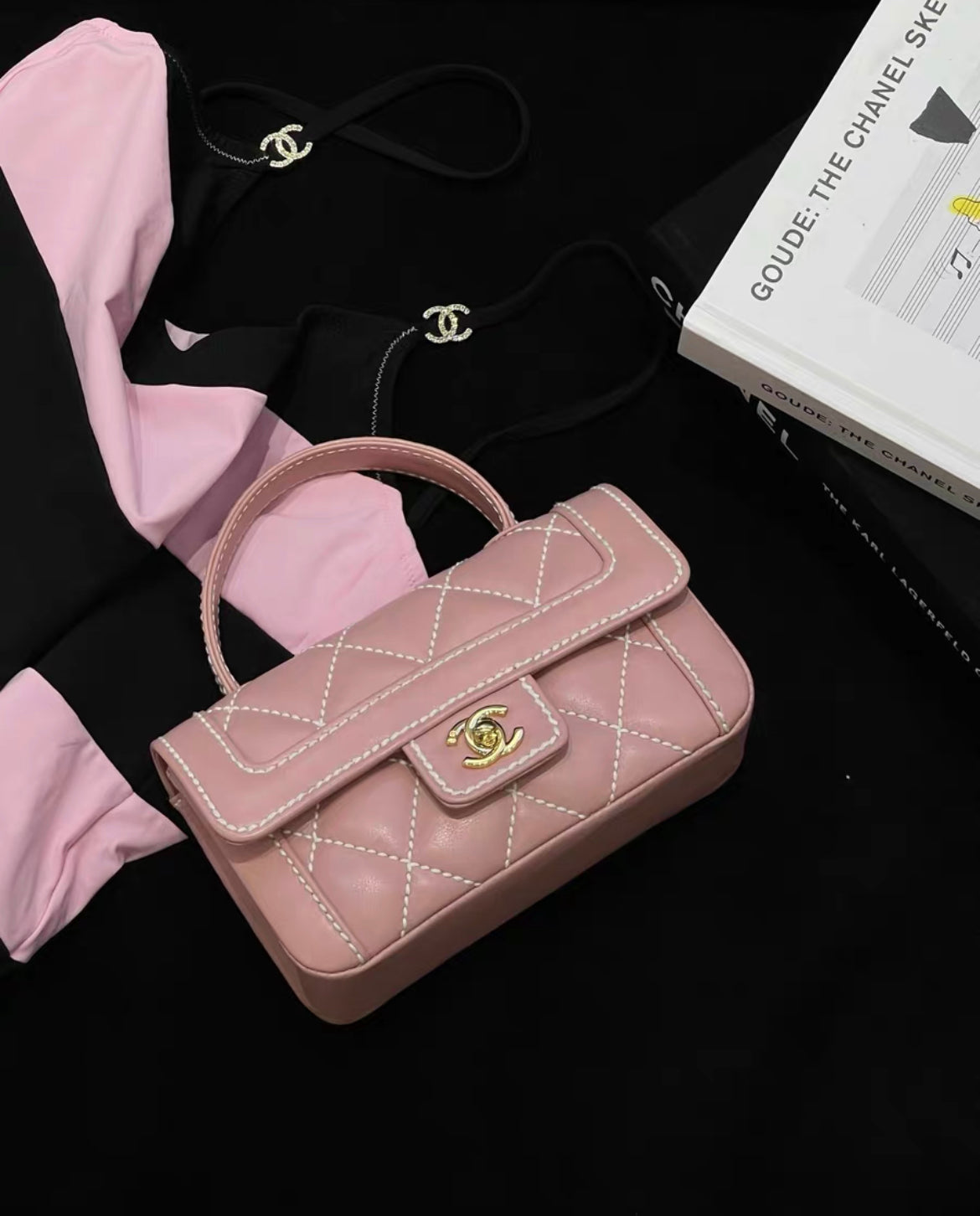 chanel pink mini handbag gold