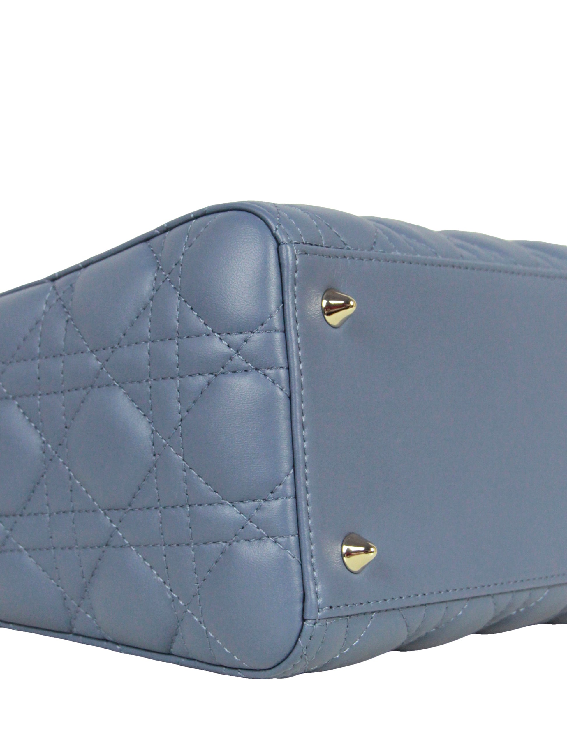 Christian Dior Slate Blue Leather Cannage Quilted Medium Lady Dior Bag