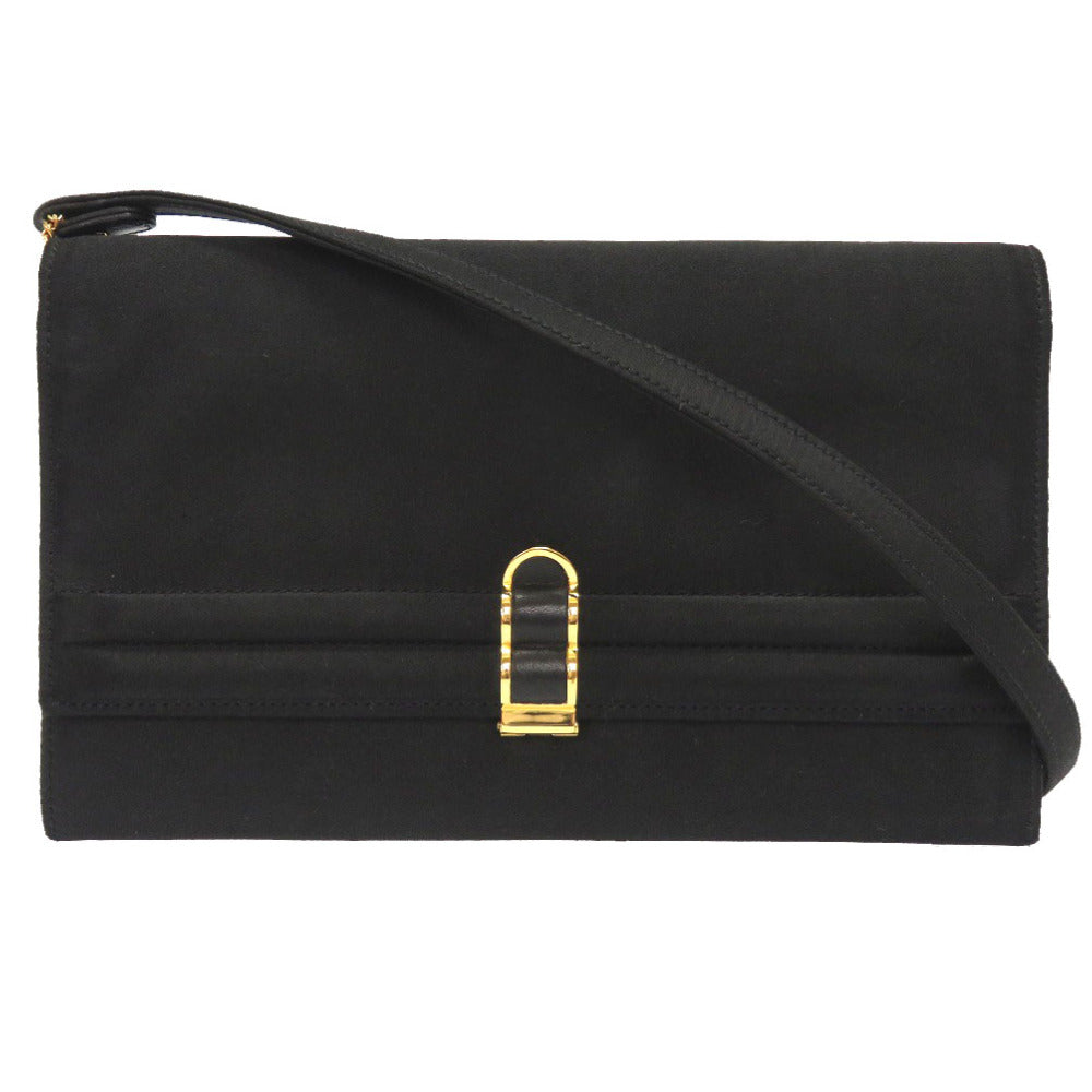 HERMES Shoulder Bag Satin black Cooktail Women