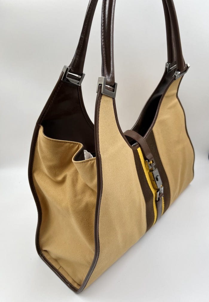 Gucci Jackie Leather Canvas Shoulder Bag Style 26