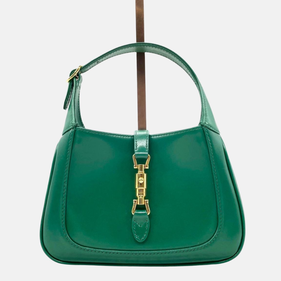 Gucci Jackie 1961 Mini Handbag in Green Leather with Adjustable Strap