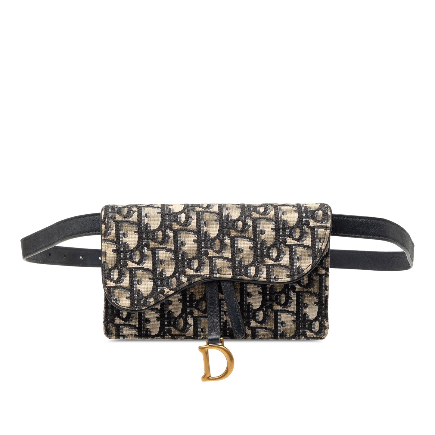 Blue Dior Oblique Canvas Saddle Belt Bag