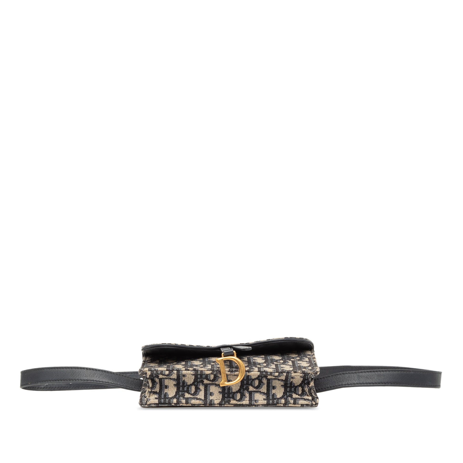 Blue Dior Oblique Canvas Saddle Belt Bag