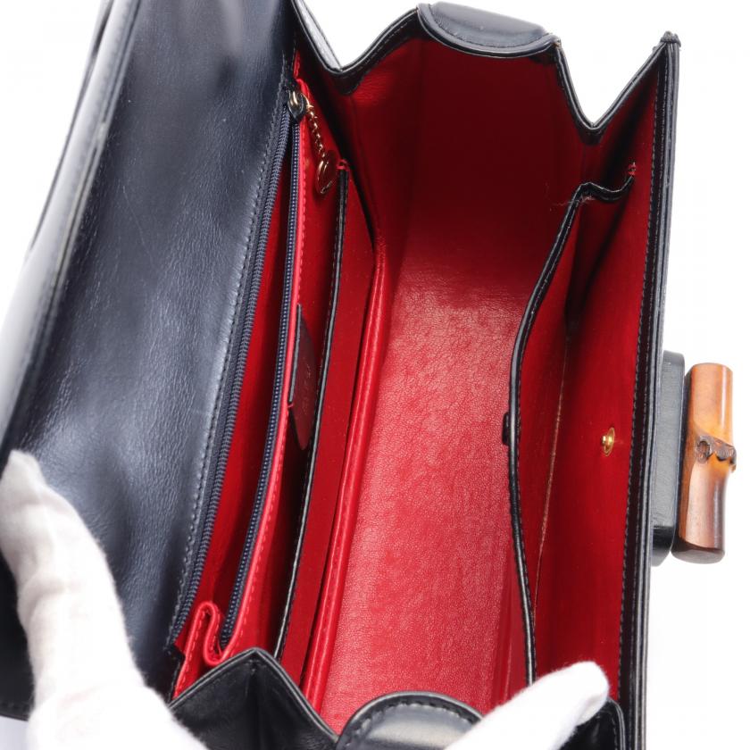 Gucci Bamboo Black Leather Handbag