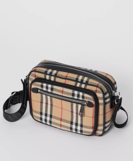 Burberry Check And Leather Crossbody Bag Archive Beige