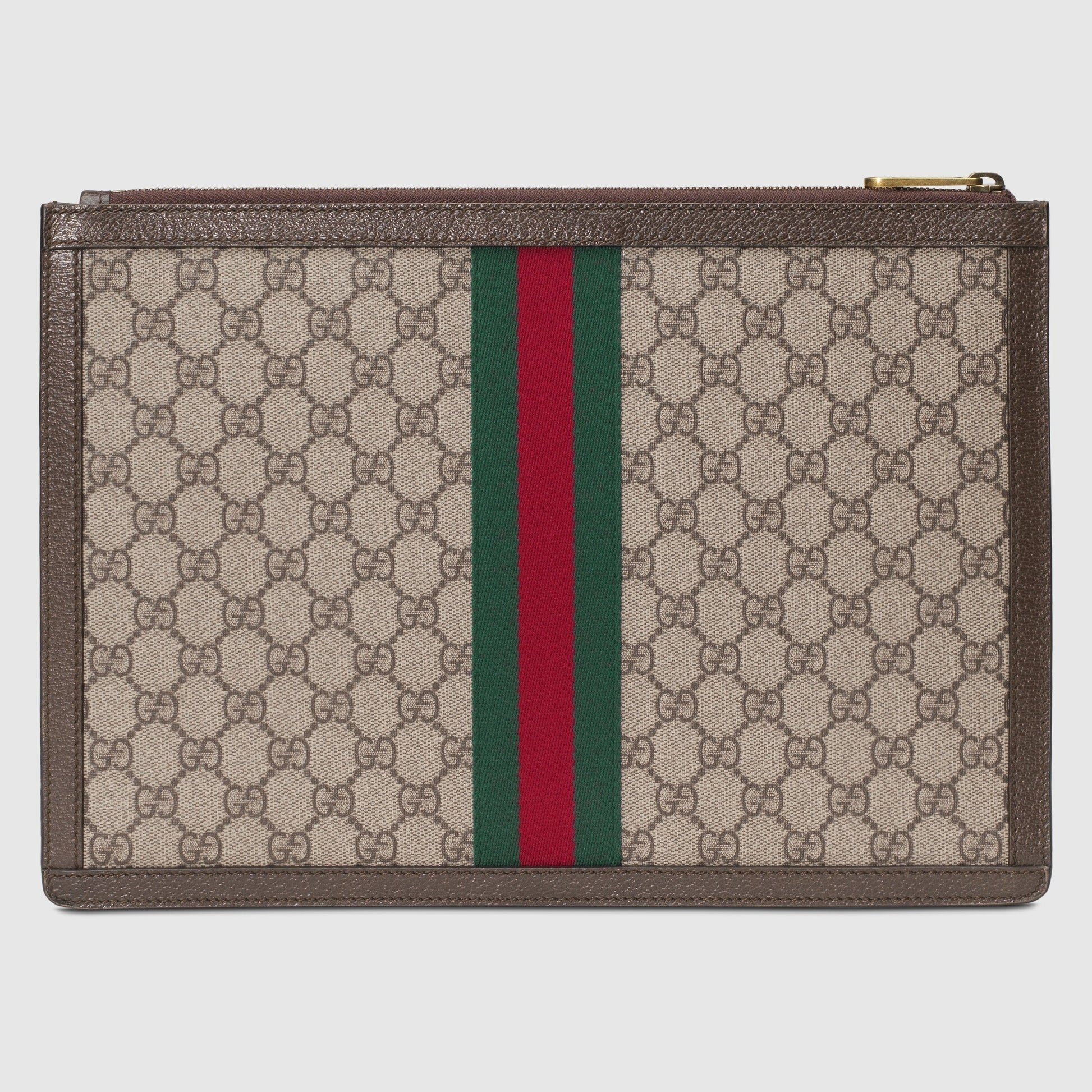 Gucci Monogram Saddle Leather Canvas Crossbody