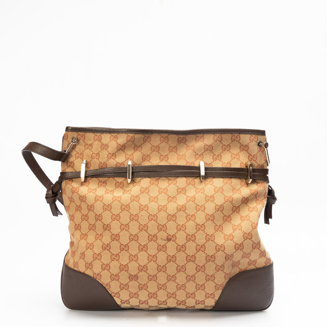 Gucci Monogram Leather Canvas Shoulder Bag