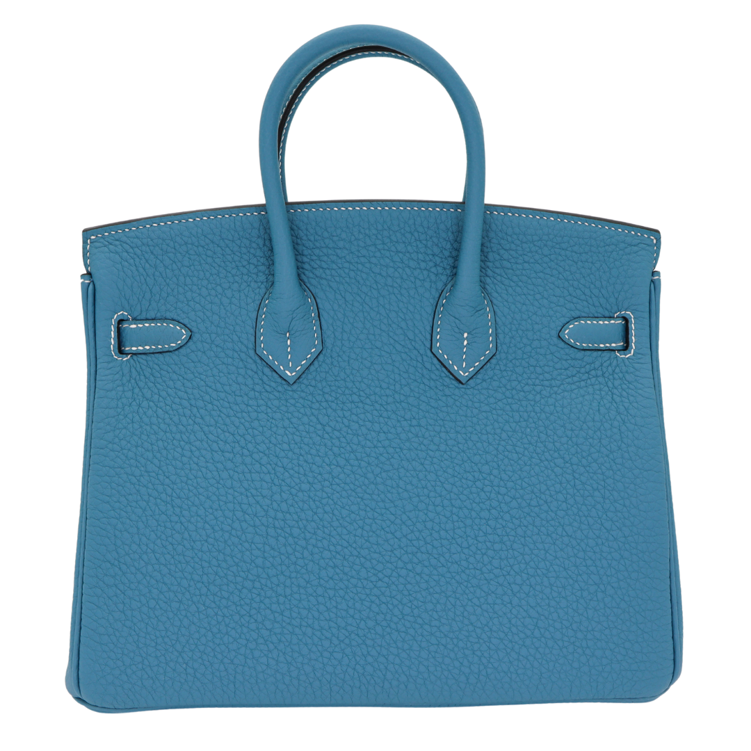 Hermes25cm Birkin Bleu Jean Togo Leather Palladium Hardware