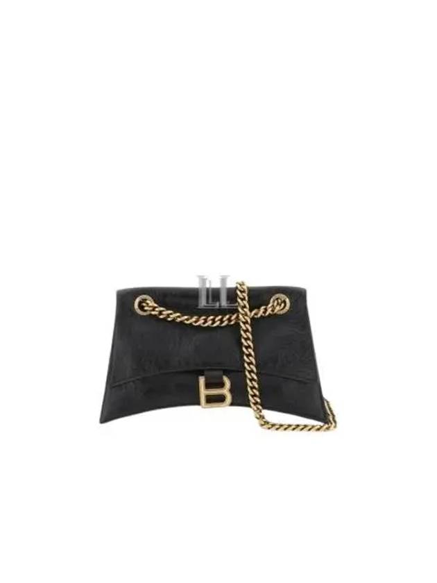 Luxury Balenciaga Trending 2026 Crush Logo Gold Chain Small Shoulder Bag Black