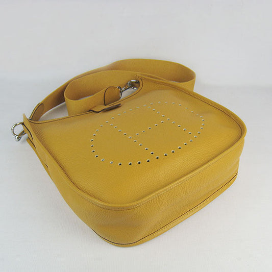 Luxury Hermes Evelyne I handbag yellow silver