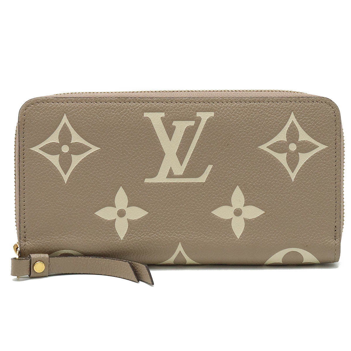 Louis vuitton Monogram Emplant Zippie Wallet Round Fassner Long Wallet Bicycle Trolley Cream M69794