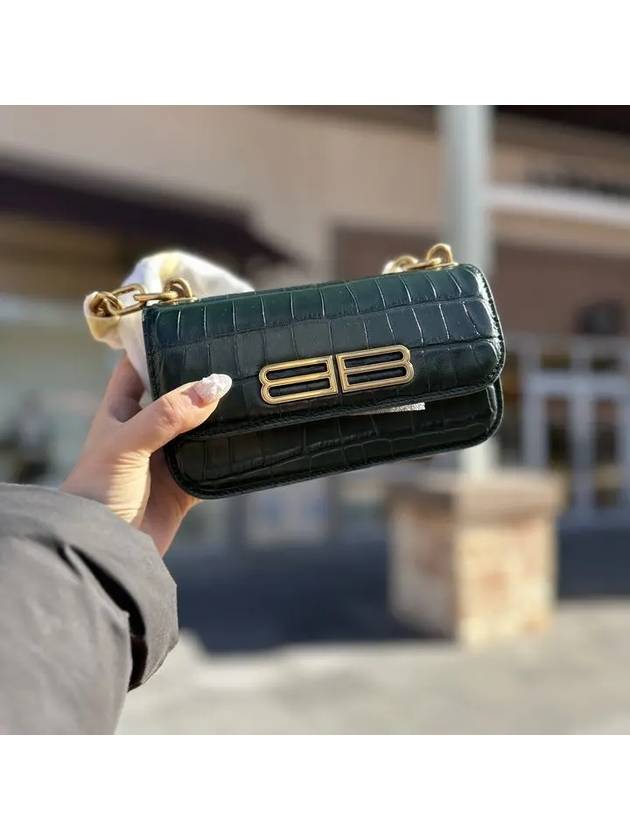 Luxury Balenciaga Trending 2026 Crocker Leather Gossip Shoulder Bag Green