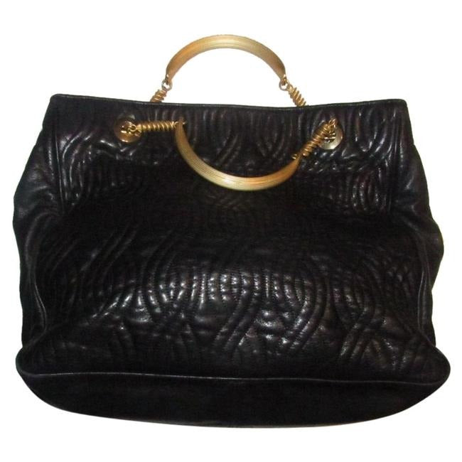 Fendi Pasta Tote Style Purses Supple Black Quilted Leather With Curvy Pasta Or Like Design An