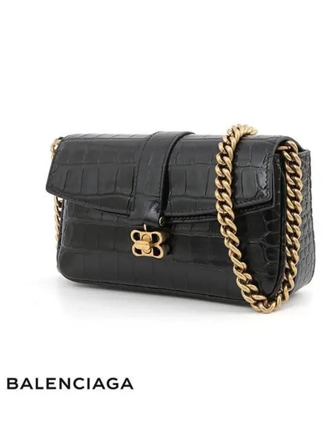 Luxury Balenciaga Trending 2026 BB Logo Buckle Flap XS Shoulder Bag Black