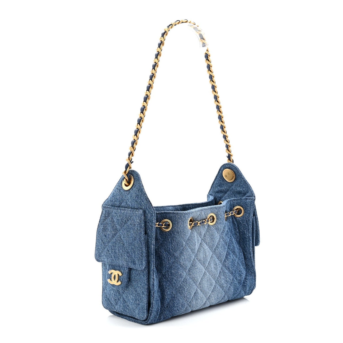 Washed Quilted Mini Chanel 25 Handbag Blue