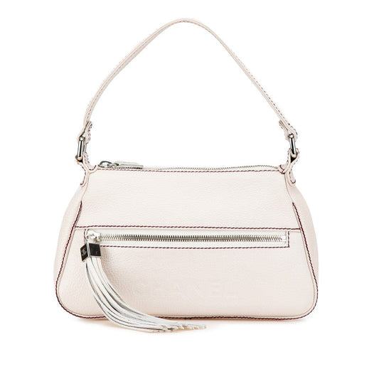 Chanel Logo Fringe Calf Shoulder Bag