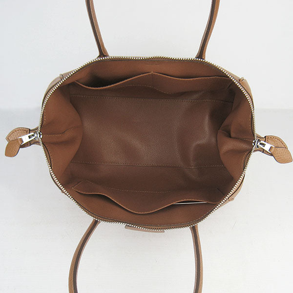Luxury Hermes Paris Bombay Victoria Handbag light coffee