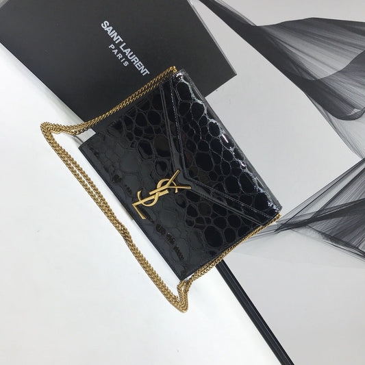 Yves Saint Laurent Cassandra Small Crossbody Bag With Stone Print Black