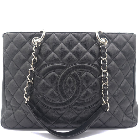 Chanel Black Quilted Caviar Leather Grand GST Shopper Tote Bag