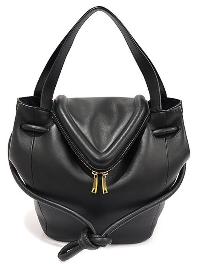 Luxury Bottega Veneta 666531 Black Vitello Nappa Gold Veil Bag Small