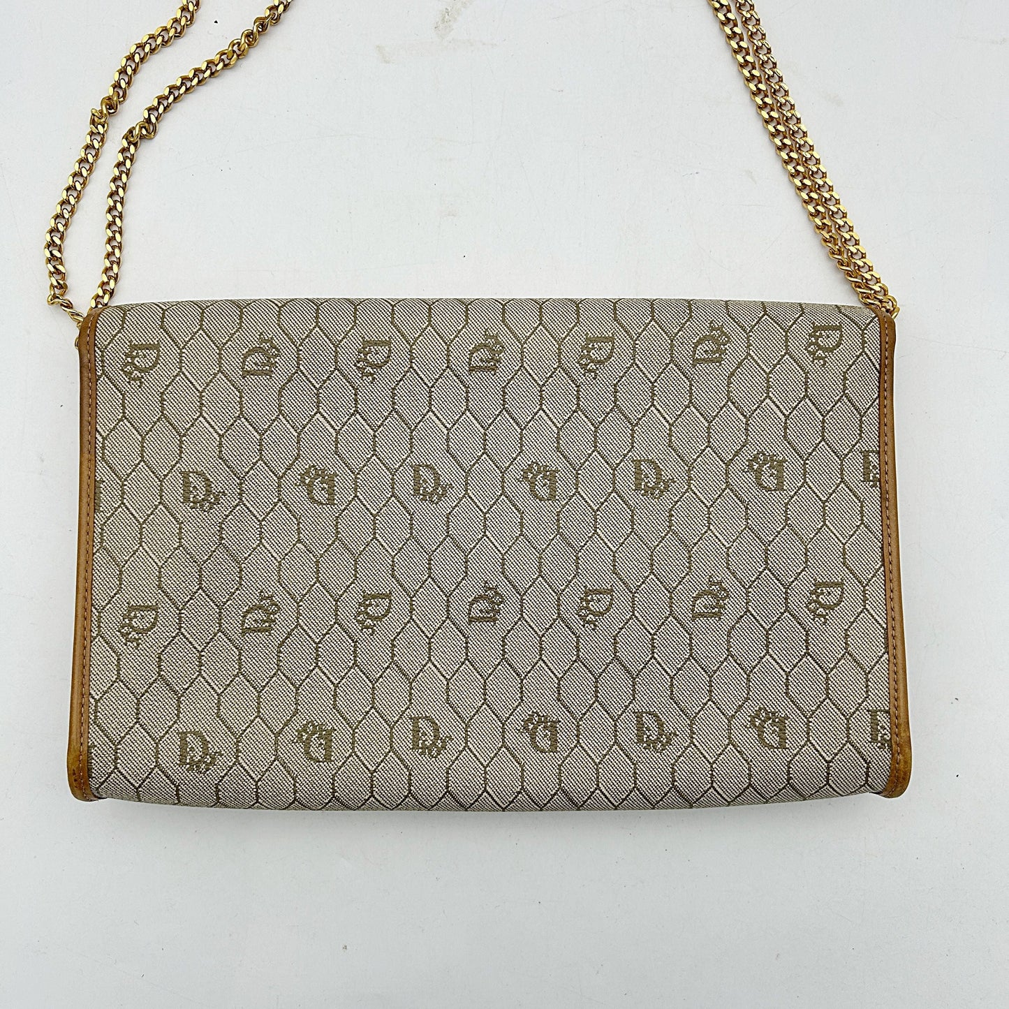 Christian Dior Bag Honeycomb Pattern Chain Shoulder Brown Beige di3319cc