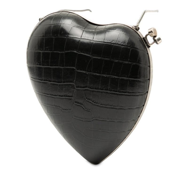 Saint Laurent Love Box Croco Embossed Leather Shoulder Bag