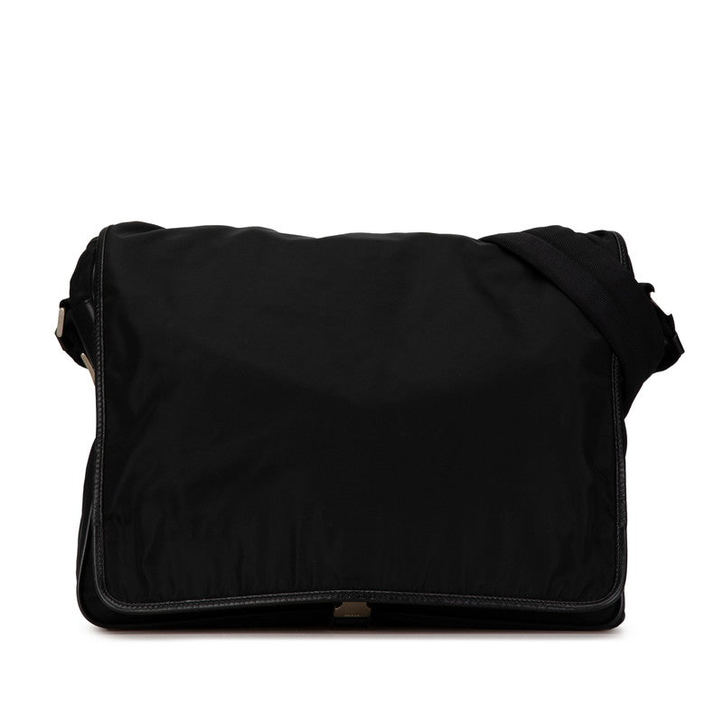 Prada Triangle Logo Plate Nylon Shoulder Bag
