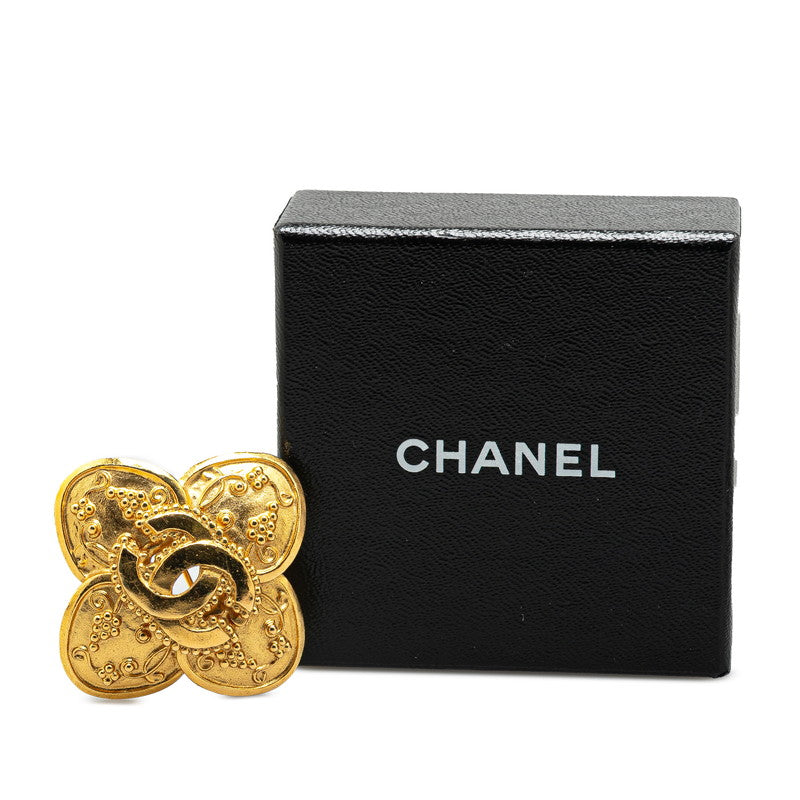 Chanel Gold Plated Coco Mark Clover Motif Brooch 96A Classic Flap Tote