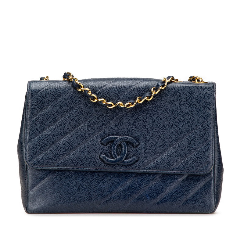 Chanel Coco Bias Stitch Caviar Shoulder Bag
