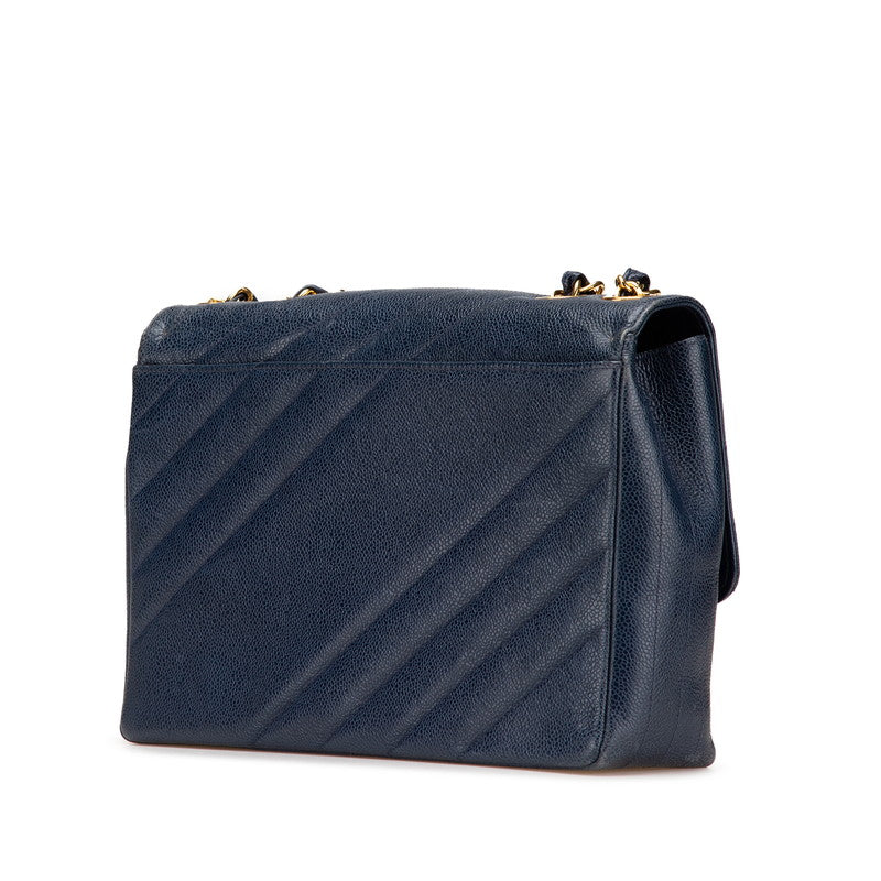 Chanel Coco Bias Stitch Caviar Shoulder Bag