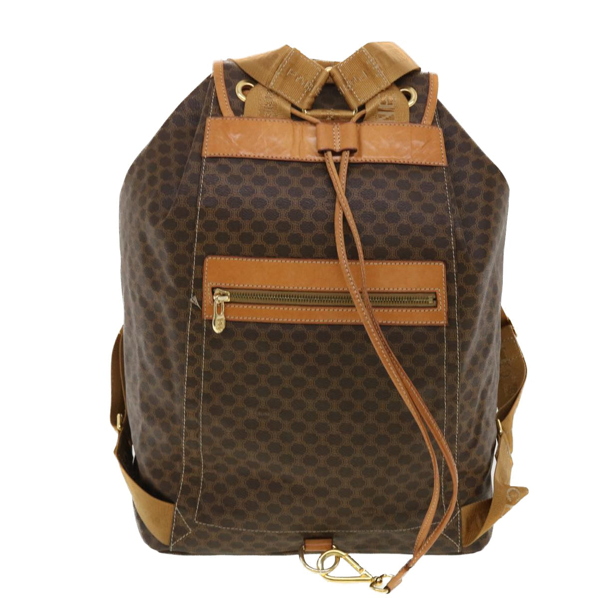 Luxury CELINE Macadam Canvas Backpack PVC Leather Brown 40328