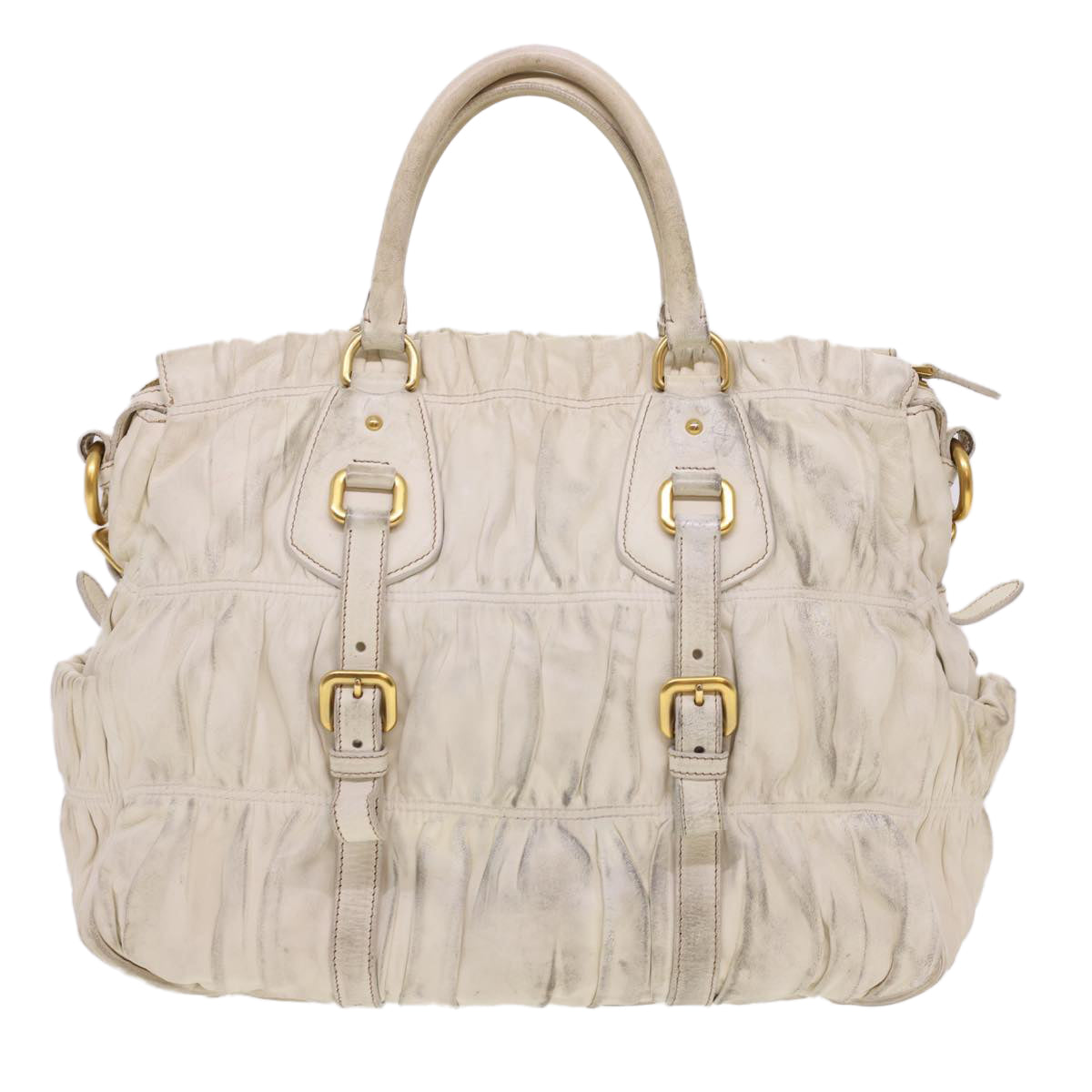 Prada Hand Bag Leather 2way White