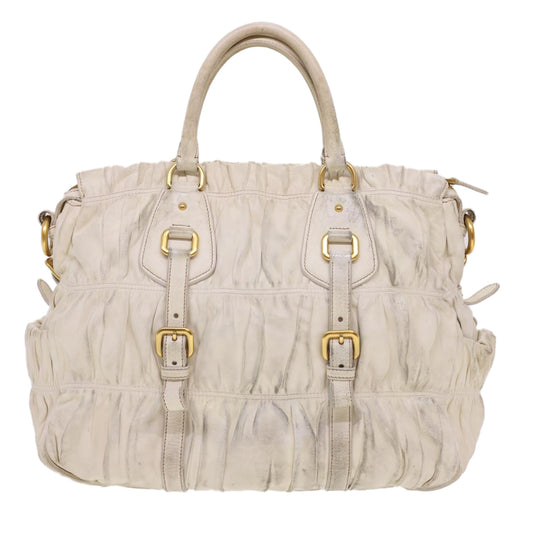 Prada Hand Bag Leather 2way White